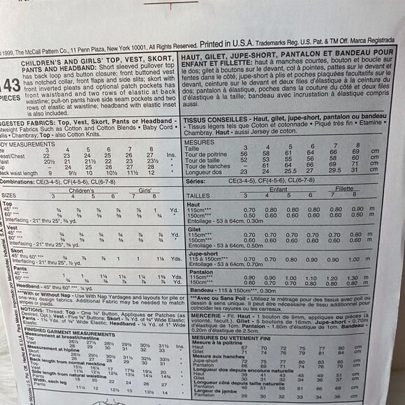 Easy McCall’s 2143 Sewing Pattern  4, 5, 6 or 6, 7, 8 For Little Girls Unused - Picture 2 of 4